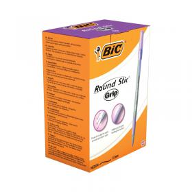 Bic Round Stic Grip Ballpoint Pen Purple (Pack of 40) 920412 BC34578