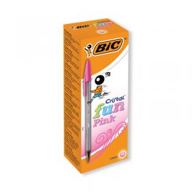 Bic Cristal Fun Ballpoint Pen 1.6mm Line Width Pink (Pack of 20) 929056 BC39582