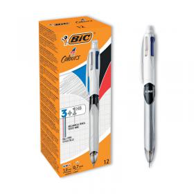 Bic 4 Colours Ballpoint Pen and Mechanical Pencil (Pack of 12) 942104 BC44955