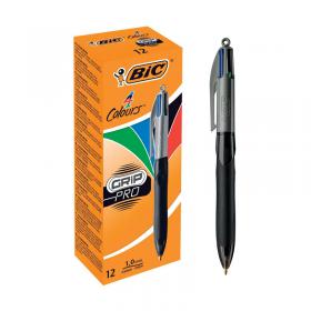 Bic 4 Colours Grip Pro Retractable Ballpoint Pen (12 Pack) 892293 BC49950