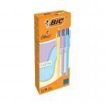 Bic 4 Colours Ballpoint Pen Pastel Barrel Medium (Pack of 12) 517320 BC74029