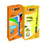 Bic 4Colours Pen (Pack of 12) FOC Brite Highlighter Yellow BC810760 BC810760