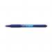 The image shows a pack of 12 Bic SoftFeel Clic Retractable Ballpoint Pens in blue. The pens are Bic brand and have a ballpoint tip. The retractable feature allows for easy use and storage. The pens have a soft, comfortable grip for writing.