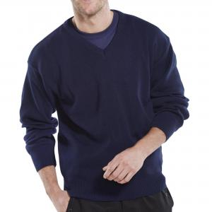 Image of Beeswift Acrylic V-Neck Sweater Navy Blue S ACSVNS