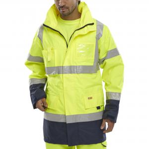 Beeswift Two Tone Breathable Traffic Jacket Saturn Yellow  Navy 3XL