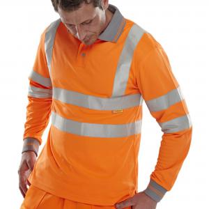 Image of Beeswift Polo Shirt Long Sleeved Orange 4XL BPKSLSENOR4XL Unisex