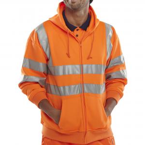 Image of Beeswift Zip-Up Hooded Sweatshirt Orange L BSHSSENORL