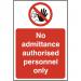 No Admittance Authorised Only Sign 