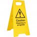 A photo of Spectrum Industrial Cleanings Cleaning In Progress A board showcases Beeswift B-Safe branding and cleaning signs. The bright yellow colors and bold lettering catch the eye, while the A-board shape makes it easy to display and move around.