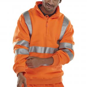 Beeswift Quarter Zipped Sweatshirt Orange L Bszssenorl