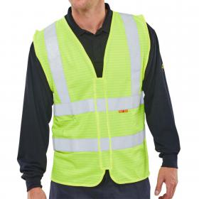 Beeswift Fire Retardant Hi-Vis Waistcoat Saturn Yellow M CFRWCSYM