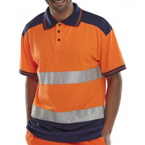 Beeswift Polo Shirt Two Tone Orange Navy S Cpksttenors Small Unisex