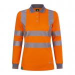 Envirowear Recyclable Womens Hi Vis LS Polo Shirt Or 12 (L) EWCWPKLSOR12