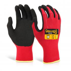 Beeswift Glovezilla Nitrile Nylon Glove Red M (Pack of 10) GZ103REM