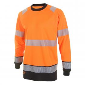 Beeswift High Visibility  Two Tone Long Sleeve T Shirt Orange / Black L HVTT005ORBLL