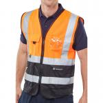 Two Tone Executive Waistcoat OrangeBlack Sml HVWCTTORBLS