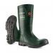 The photograph shows a pair of green Dunlop Safety Boots, specifically the Purofort Terrapro Full Safety style, in size 12 EU 47. The boots feature a sturdy design with a full safety coverage, perfect for any construction or outdoor work environment.