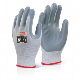 Beeswift Nitrile Foam Nylon Glove Grey 08 NFNG08