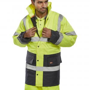 Beeswift Two Tone Traffic Jacket Saturn Yellow  Navy 5XL