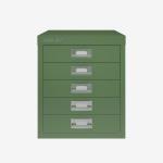 Bisley 5 Drawer Filing Cabinet – Desktop Olive Green 5 Drawer
