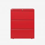 Bisley 800mm wide Essentials Side Filing Cabinet Cardinal Red 3 Drawer