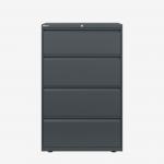 Bisley 800mm wide Essentials Side Filing Cabinet Anthracite Grey 4 Drawer
