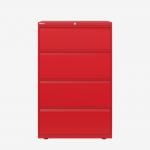 Bisley 800mm wide Essentials Side Filing Cabinet Cardinal Red 4 Drawer