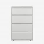 Bisley 800mm wide Essentials Side Filing Cabinet Traffic White 4 Drawer