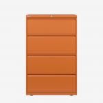Bisley 800mm wide Essentials Side Filing Cabinet Bisley Orange 4 Drawer