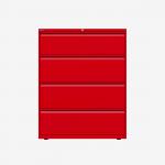 Bisley 1000mm wide Essentials Side Filing Cabinet Cardinal Red 4 Drawer