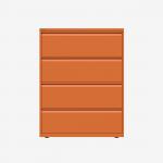 Bisley 1000mm wide Essentials Side Filing Cabinet Bisley Orange 4 Drawer