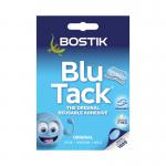A pack of Bostik Blu Tack, weighing 60g and containing 12 individual pieces. Each bright blue piece is pliable and sticky, perfect for temporary mounting or securing lightweight items.