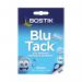A pack of Bostik Blu Tack, weighing 60g and containing 12 individual pieces. Each bright blue piece is pliable and sticky, perfect for temporary mounting or securing lightweight items.