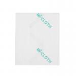 In the photograph, there are 50 green microfiber cloths neatly stacked in a white packaging. Each cloth is made of soft microfiber material and is disposable. The label reads Robert Scott Microfiber Cloths MI-CLOTH in bold letters. The cloths are ideal for cleaning and dusting tasks.