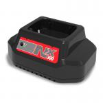 In the photo, there is a cluster of Numatic vacuum cleaners, specifically the NU1334 model, along with a sleek NX battery charger. The vacuum cleaners have a compact and sturdy design, with bright red and black colors. The charger is slim and modern-looking, adding to the overall clean and professional aesthetic of the photo.