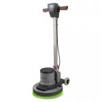 This photo showcases two Numatic Hurricane HFM 1515G vacuum cleaners, with low speeds of 150rpm. The sleek design and bright color instantly catch the eye, while the large wheels and handle make for easy maneuvering. The clear dust bags and power cord add practical features to these efficient cleaners.