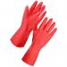 The photo shows a pair of red small Blake & White Trade Specific Gloves, with a sleek and professional design. These household rubber gloves are perfect for tackling any cleaning or household task with ease.