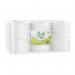 This photo features 12 packs of Blake & White Jumbo Toilet Rolls, each containing 2ply Mini Jumbo rolls with a length of 150m. The rolls are in their pure white color and are neatly stacked next to each other, creating a clean and organized look. The packaging is simple yet eye-catching, with the brands logo prominently displayed. These toilet rolls are perfect for any commercial or industrial setting.