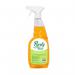 This photo captures the sleek and modern design of the Blake & White Multipurpose Cleaner Purely Kind Orange Multi Surface Cleaner 750ml Trigger PK2100. The bright orange, white, and black labeling stands out against the clear bottle, showcasing the clarity of the product within. The trigger sprayer is prominently displayed, ready for use on a variety of surfaces.