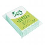 The photo features a pack of 25 Blake & White Cloths and Wipes. These purely kind eco multipurpose wiping cloths are a crisp green color and are neatly stacked in the pack. The simple and clean packaging showcases the quality of the cloths.