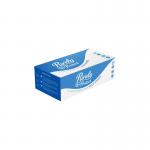 The image shows a box containing 50 Purely Protect 3ply Blue Type IIR Face Masks by Blake & White Masks and Respirators. Each mask is made of PP material and has a 3-ply construction for added protection. The masks are neatly stacked in the box and have an overall blue color.