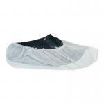 This image shows a pack of 100 (50 pairs) Blake & White Overshoes Purely Protect Overshoes. The overshoes are made from high-quality materials and have a sleek design. They are white with black trims and have the brand logo on the side. The pack is neatly arranged with 50 pairs stacked on top of each other, ready to be used for protection.