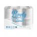 A photo of Blake & White Toilet Paper and Tissues Purely Smile 3ply Toilet Roll Pack x 12 shows twelve rolls of soft, white toilet paper and tissues with a simple, smiling design. The packaging is clean and modern, making it a great addition to any bathroom.