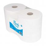 The image shows a pack of six Blake & White jumbo toilet rolls, each wrapped in a purely white smile print. Each roll has two ply and measures 300 meters in length.