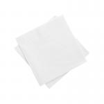 This photograph captures a stack of Blake & White 2ply napkins, with a crisp white color and a gentle smile pattern. The napkins are 33 x 33cm and folded four times, totaling 2000 in the pack. Perfect for any occasion.