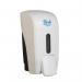 This picture shows two sleek and modern Blake & White soap dispensers, each capable of holding 1L of bulk fill soap or sanitizer. They are made of white plastic with a trendy smile design and feature the brands logo. The dispensers are easy to use and perfect for any commercial or public space.