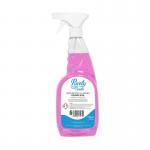 The photograph showcases the clean and pristine Blake & White Washroom and Toilet Cleaning Purely Smile Washroom Cleaner Germicidal 750ml Trigger PS2000. Its bright packaging stands out against the backdrop of a sparkling and fresh bathroom.