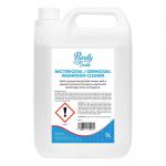 In the picture, the Blake & White Washroom and Toilet Cleaning Purely Smile Washroom Cleaner Germicidal 5L Concentrate PS2005 is a large, clear bottle with a white label. The label has blue and green accents, highlighting its germicidal properties. The cleaner has a fresh, clean scent and is concentrated for maximum effectiveness.
