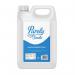 The image shows a 5L bottle of Blake & White Disinfectant Purely Smile Lemon Disinfectant. It has a bright yellow label with the product name and a smiling lemon graphic. The bottle is opaque and has a white cap. Its contents are clearly visible through the transparent side panel.