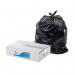 The photograph captures a stack of sturdy, black bin liners from Blake & White. The heavy duty materials and standard size make them perfect for any household or workplace. Comes in a box of 200 for convenience.